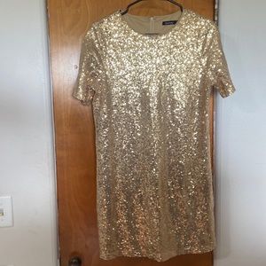 Gold Sparkly T Shirt Dress